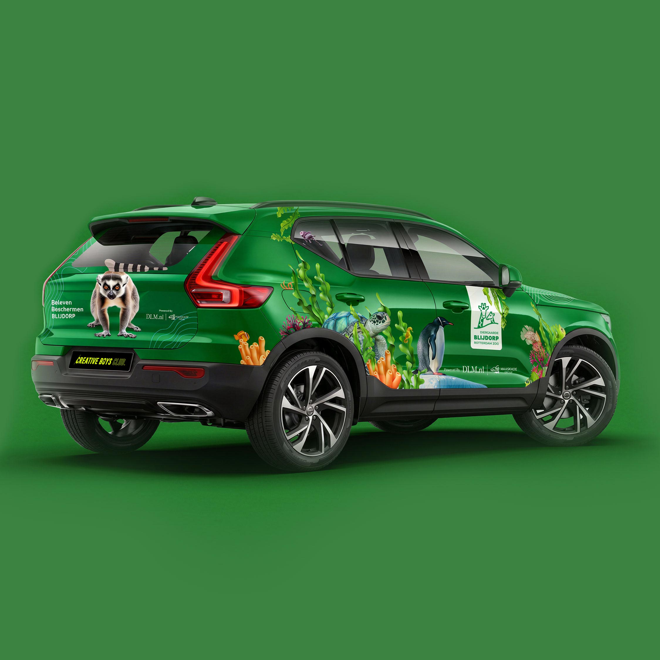 Autobestickering rechterzijde op groene achtergrond