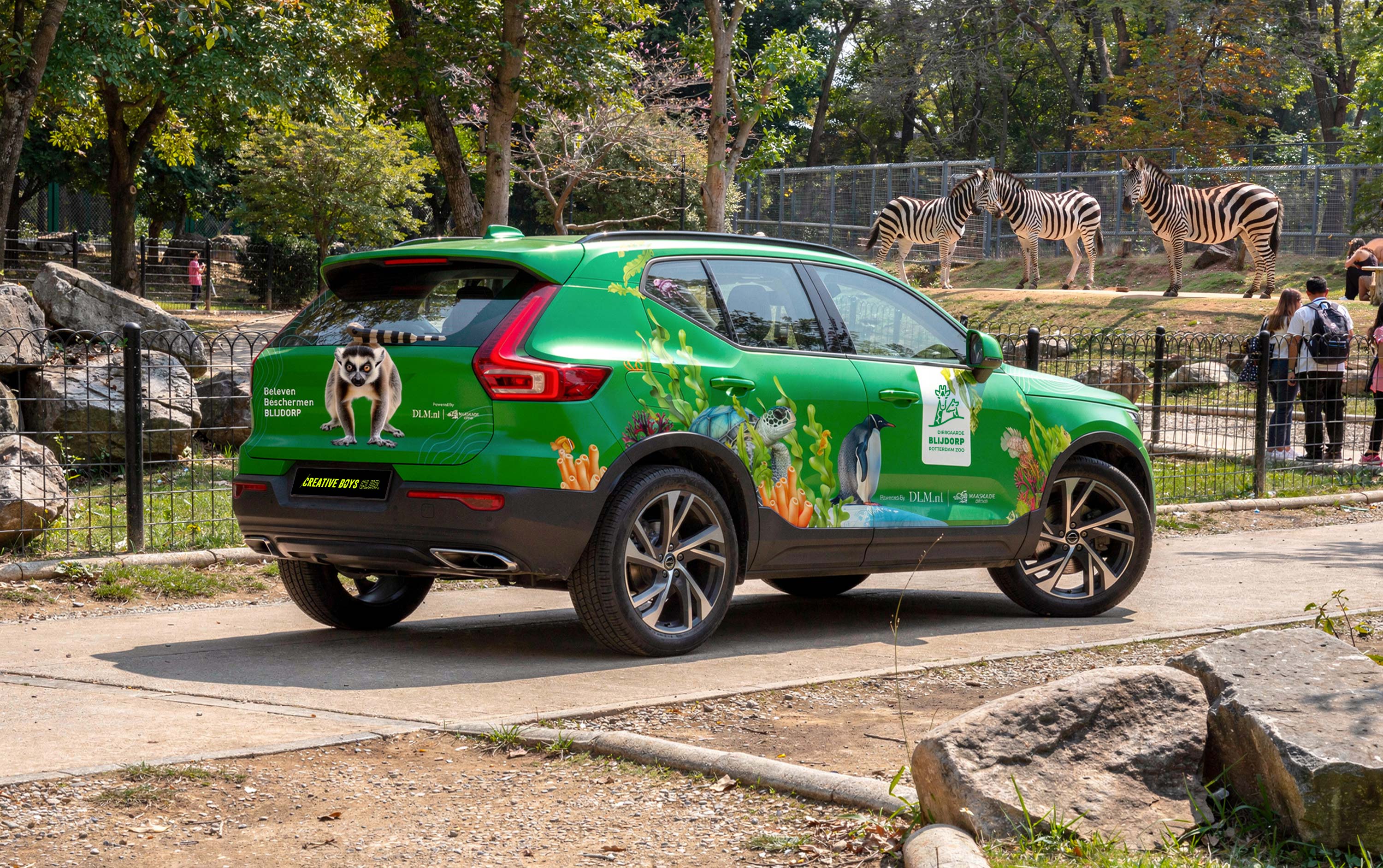 Foto van bestickerde Volvo XC40 in Blijdorp met zebras