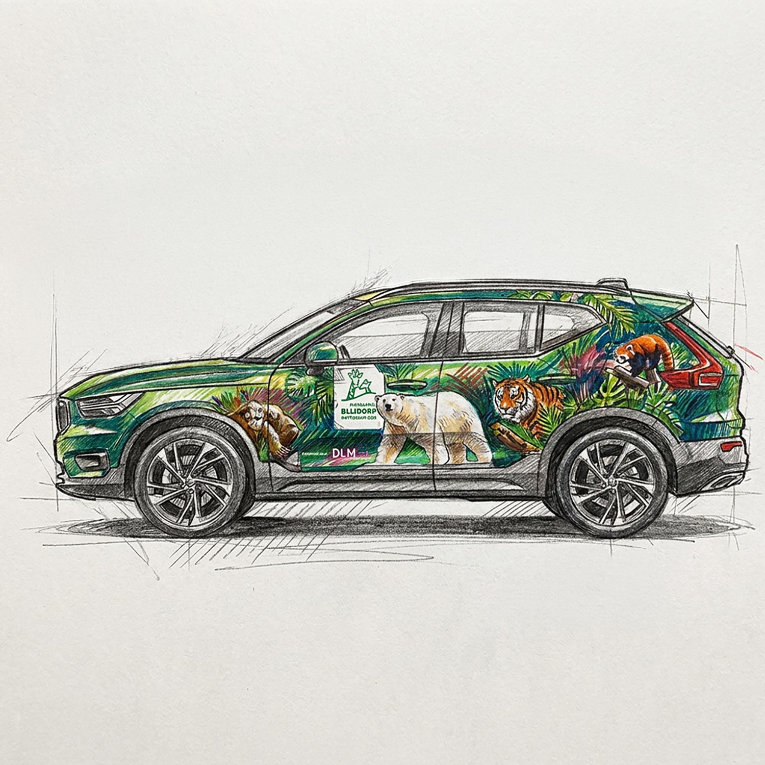 Tekening linkerzijde autobestickering Blijdorp