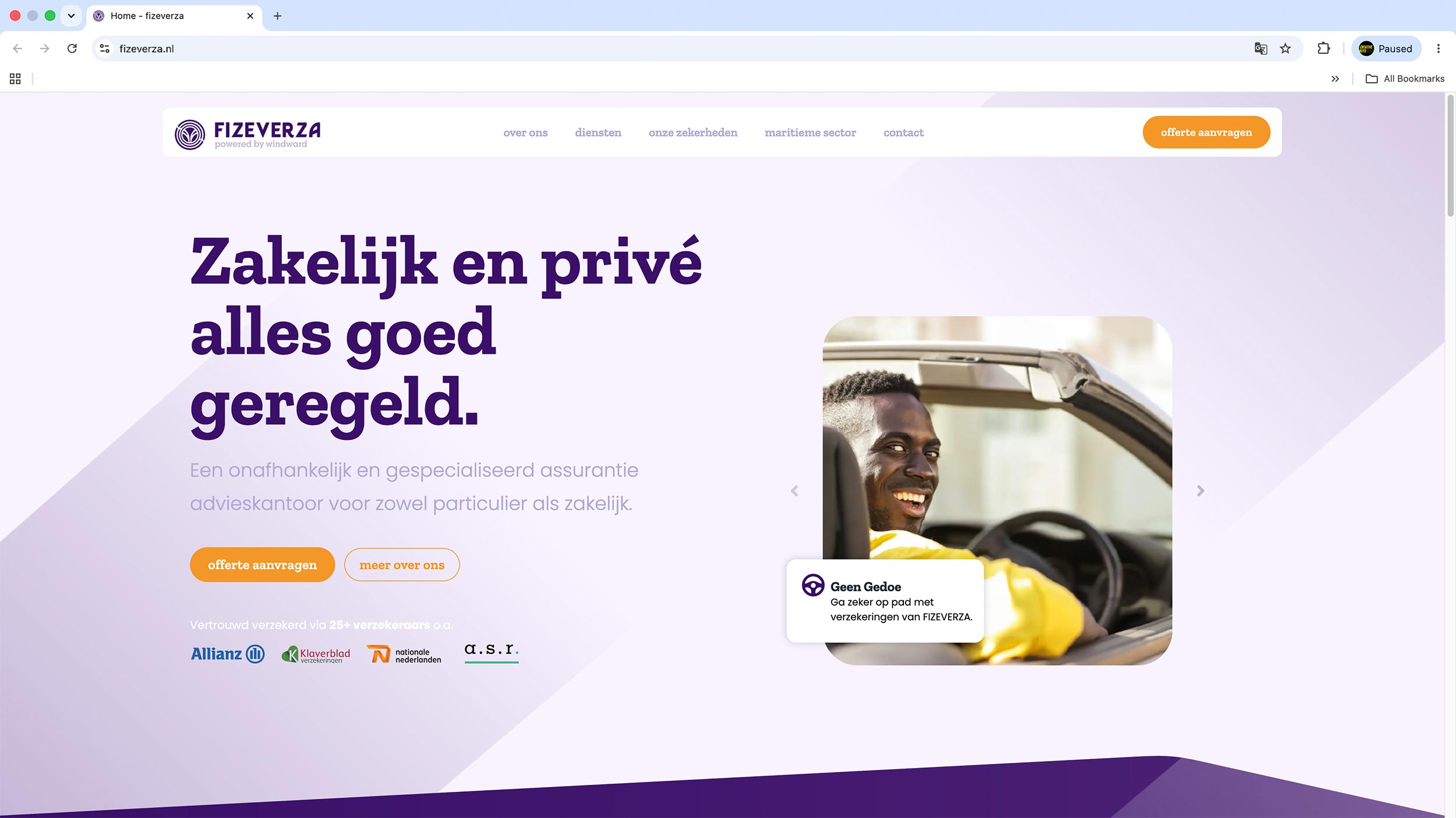 Website visual Fizeverza Zwijndrecht