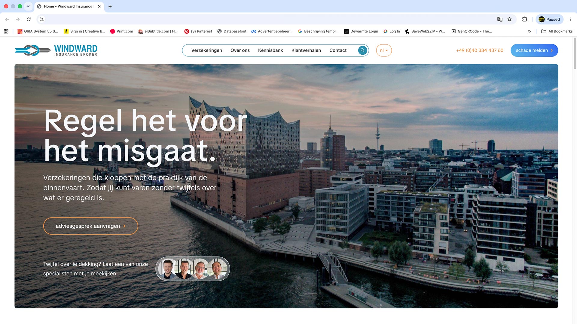 Website visual Windward Zwijndrecht